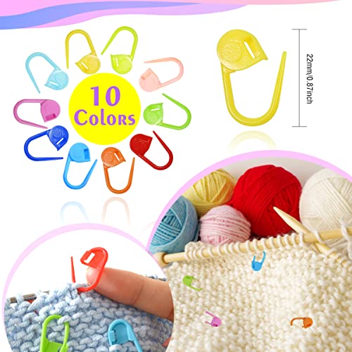 TUUXI 10pcs Crochet Rings Crochet Tension Rings for Finger Crocheting Knitting Adjustable Yarn Guide Rings Crochet Accessories and 10pcs Stitch Marks with Plastic Box for DIY Craft