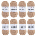 QKHEEYarn for Crocheting and Knitting 8 * 1.76 Oz (50G) /195yd,Fine/Fingering Weight (1), 60% Cotton 40% Acrylic Soft Yarn kit for Making Granny Squares and amigurumi (18 Khaki) - color: Khaki