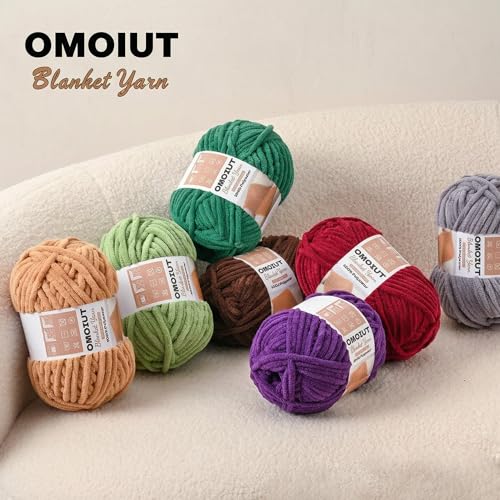 OMoiout Chunky Chenille Yarn for Crocheting, Soft Baby Blanket Yarn, #7 Super Bulky, Chunky Knit Blanket Crochet Yarn, 7 oz/109.4 yds Fluffy Velvet Amigurumi Yarn(Khaki) - color: [Khaki]