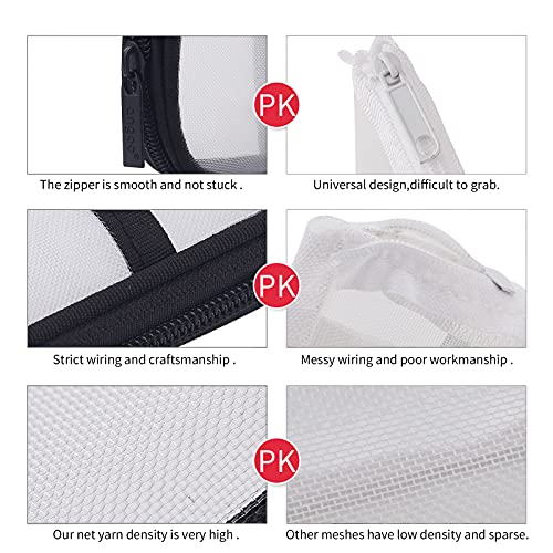 EASTHILL Grid Mesh Pen Pencil Case with Zipper Clear Makeup Color Pouch Cosmetics Bag Multi-Purpose Travel School Teen Girls and Boys Transparent Stationary Bag Office Organizer Box for Adluts(White - color: White