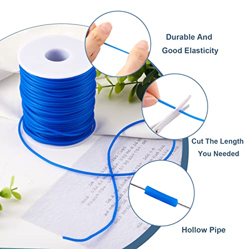 Beadthoven 2mm Hollow Pipe Rubber Tube Cords, 54.68Yards Barber Cord for Knitting Stitch Holder, Tubing Rubber Cord with Spool for Bracelet Jewelry Making DIY Crafts 1mm Hole - Blue - color: Blue, size: 2mm