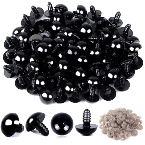 UPINS 120Pcs 20mm Plastic Safety Crochet Eyes with 120Pcs Washers for Craft | Black Plastic Eyes Bulk for Stuffed Animals, Crochet Toy Crafters, Doll Making Supplies - size: 20mm
