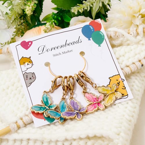 DoreenBeads Stitch Markers for Crocheting and Knitting | Alloy Enamel Crochet Marker Crochet Gifts for Knitting Weaving Sewing Accessories Quilting Jewelry Making - color: Butterflies