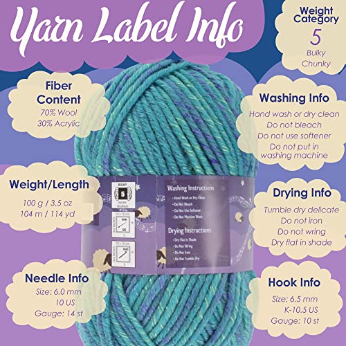 JubileeYarn Chunky Melody Yarn - 100g/Skein Bulky Wool Blend - Ruby Red - 2 Skeins - color: 19 Ruby Red, size: 2 Skeins