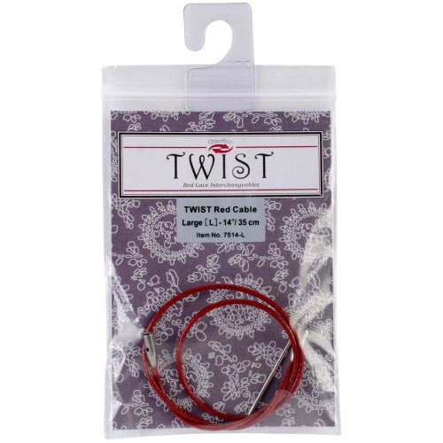 ChiaoGoo Cable 8 inch (20cm) with Key for Twist Red Lace Interchangeable Large Knitting Needle Set 7508-L