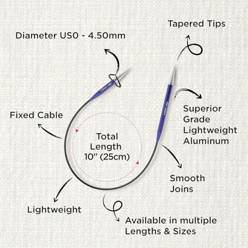KnitPro Zing Fixed Circular Needles Asymmetrical 10" (25cm) | US Size 7 (4.5mm) - size: US 7 (4.5mm)