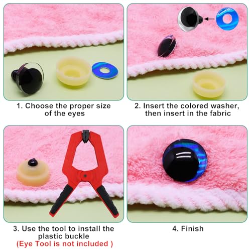 BUXIMN 16pcs 30mm 3D Large Safety Eyes for Crocheting, Tie Dye Laser Crochet Safety Eyes,for Stuffed Animals Doll Eye Crafts - color: Colorful A, size: 30mm