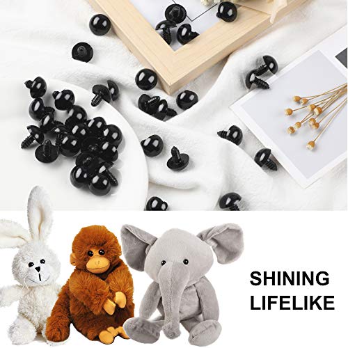 UPINS 120Pcs 16mm Plastic Safety Crochet Eyes with 120Pcs Washers for Craft | Black Plastic Eyes Bulk for Stuffed Animals, Crochet Toy Crafters, Doll Making Supplies - size: 16mm