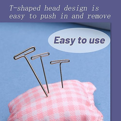 QMNNMA T Pins, 100 Pack 1 inch T Push Pins for Blocking Crochet with Box | T Pins for Sewing, Wig Pins Stainless Steel Push Pin Kit for Mannequin Head, Sewing, Crocheting and Modelling - size: 1 Inch