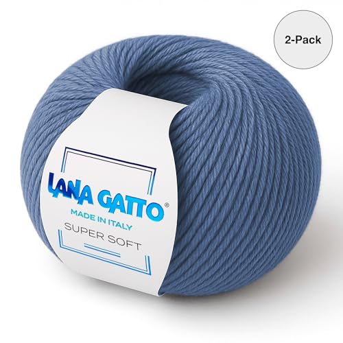 100% Merino Wool Yarn – Extrafine Super Soft Yarn for Knitting, Made in Italy by Lana Gatto, Super Soft Line, Light Blue-13158, 2-Pack (1.8 oz. / 137 yds Each) - color: Light Blue - 13158, size: 2
