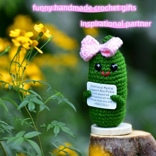 Emotional Support Positive Encouraing Pickle Knitted Crochet Plush Gifts | Handmade Crochet Pickle Love Gifts for Girlfriend Wife Friend Her Mother Day Thanksgiving Christmas - style: pickle 11