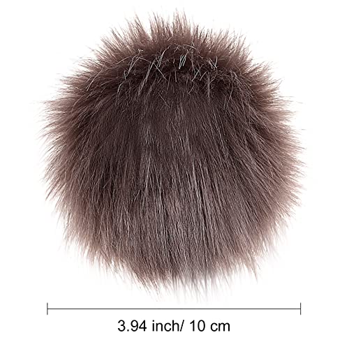 Tatuo 16 Pcs Faux Fur Pom Poms for Hat 4 Inches Large Fluffy Pom Balls for Craft Knitting Beanie Shoe Scarf Bag Pompom Valentine Keychain Charm Winter DIY Accessory (Black,Gray,Brown,White,Natural) - color: Black, Gray, Brown, White, Natural