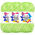 Velvet Chenille Yarn for Crocheting & Knitting - Lime Green, Soft, Thick, Bulky, Chunky, Plush - 3 x 100g - color: Lime Green, size: 3 Pack