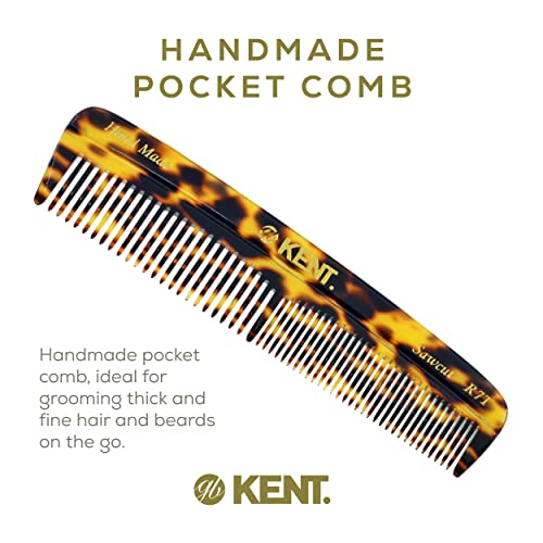 Kent R7T TY Fine and Wide Tooth Hair Comb, Handmade Pocket Comb for Mens Beard and Mustache for Everyday Grooming and Styling, Sawcut Hand polished, Made in England - color: Yellow Tokyo, size: 3 Pack