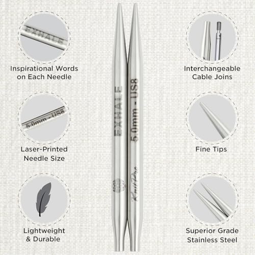 KnitPro The Mindful Collection Affection Interchangeable Needles Set 5" (13cm) | 14 US Sizes (2.5-17) with Accessories - size: Affection
