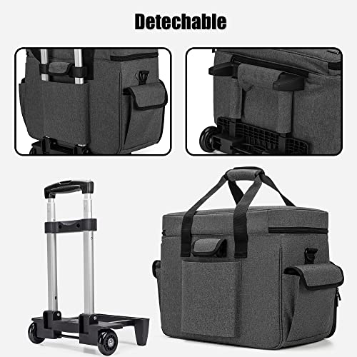 Teamoy Sewing Machine Case with Adjustable Wheels, Rolling Sewing Machine Tote with Wheels and Bottom Wooden Pad, Compatible with Singer, Brother and Most Majority Machines and Accessories, Black | Compatible with Singer, Brother and Most Majority Machine