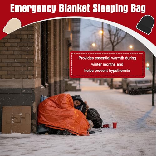 Chicingyou 120 Pcs Homeless Care Package Supplies Bulk Winter Emergency Thermal Blankets Warmer Beanie Socks Touchscreen Gloves for Men Women Cold Weather Outdoor Survival Kits(Multicolor)