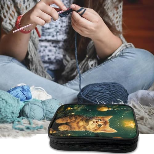 Cat Crochet Hook Case Portable Crochet Storage Organizer without Hooks and Accessories Organizer for Knitting Needles Washable - color: Cat