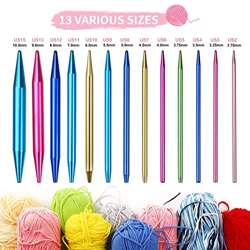 57 PCS Knitting & Crochet Kit, Aluminum Circular Knitting Needles Set 3.0mm–10.0mm with 4 Flexible Cables, Crochet Hooks & Accessories, Beginner Craft Starter Kit with Storage Case - color: Rose Red