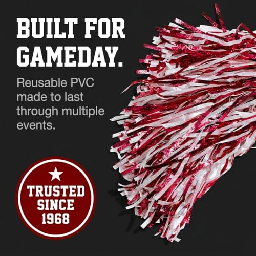 Metallic Maroon and White Foil Textured School Spirit Shakers- Pack of 10 | Anderson's Metallic Pom Pom, For Cheerleader, Football, Basketball, Homecoming, Team Party, Dance Performance, Celebration - color: Maroon and White