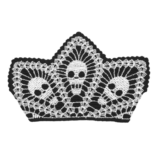 Crochet Triangle Hairband Halloween,Skull Design Head Scarf for Girls,Knitted Headband Headscarf for Women,Crochet Hair Bandana Kit - color: skull