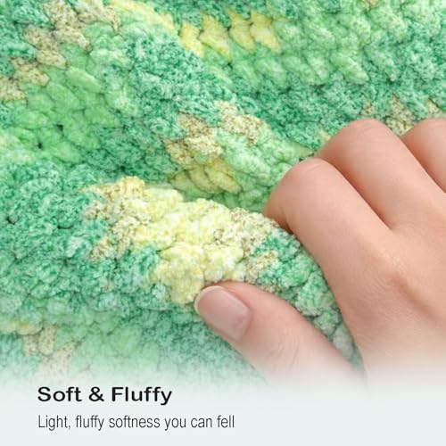 4-Pack Super Soft Chenille Velvet Yarn for Crocheting, Medium to Bulky (#4-#5), Multicolor Chenille Yarn for Blanket Making,Plushies and Beginner Knitting Crafts (Green) - color: Green