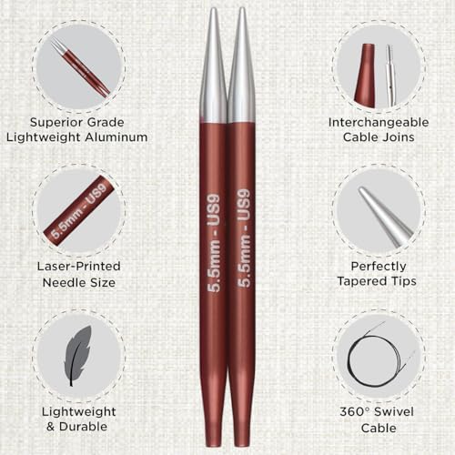KnitPro Zing Regal Interchangeable Needle Set 5" (13cm) | 11 US Sizes (2.5 to 11) - size: Regal