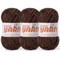 Soft Chunky Chenille Yarn for Crocheting-(300g/10.58oz) Bulky Knitting Crochet Yarn for Blankets-(150m/164yds) Fluffy Velvet Baby Yarn for Amigurumi&Crafts.(3 Dark Coffee) - color: 3 Dark Coffee