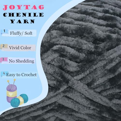 Velvet Chenille Yarn - Black, Soft, Thick, Bulky, Chunky, 100g - Perfect for Crocheting & Hand Knitting Baby Blankets - color: Black, size: 1 Pack