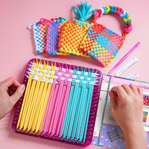 REENLIV Upgraded Weaving Loom Kit Toys for Kids & Adults, DIY Arts & Crafts | Easy Potholder Loom Knitting Activity for Beginners, Ideal Gifts for Girls Ages 5 6 7 8-12 13 Years Old, 252 Craft Loops - color: Purple