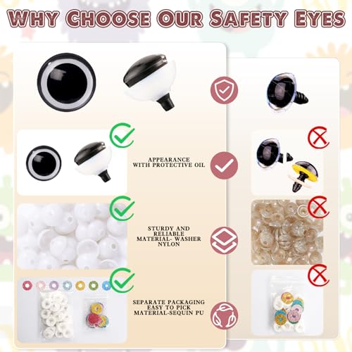 MUCUNNIA 120pcs 20mm 3D Glitter Safety Eyes with Washers for Amigurumi Doll | Trapezoid Craft Crochet Eyes for Stuffed Animal,DIY of Puppet, Bear Plush Animals,Making Supplies,Holiday Decorations - size: 20mm