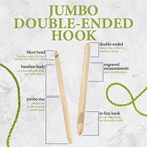 JubileeYarn Jumbo Double Ended Bamboo Tunisian Crochet Hook - US P (15mm) - size: US P (15mm)