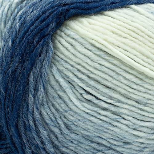 Lion Brand Yarn Scarfie Yarn, Blue/Cream | Bulky Acrylic Wool Blend Knit & Crochet Fiber for Self-Striping Scarves, Colorful Cardigans, Chunky Blankets, Hats - color: Blue/Cream, size: 1 Pack