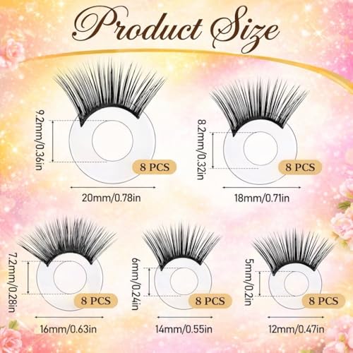 40pcs Doll Eyelashes with 12mm-20mm Eyelash Pads, 5 Sizes for Doll Making, Perfectly Matched with 9mm to 18mm Doll Eyes, Safety Plastic Craft Lashes for Handmade Dolls, Puppets, Bears, Plush Animals - size: 1 count (Pack of 40)