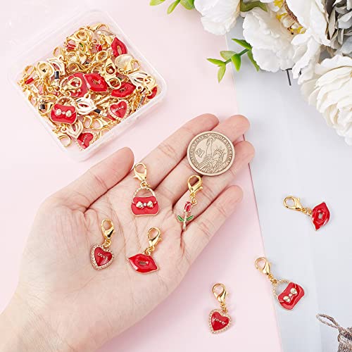 SUNNYCLUE 1 Box 50pcs Rose Heart Locking Stitch Markers Crochet Stitch Marker Removable Lobster Clasp Clip on Charms for Knitting Crocheting Weaving Sewing Adult DIY Craft Handmade Gift Valentines Day - color: 50pcs Rose Heart Locking Stitch Markers