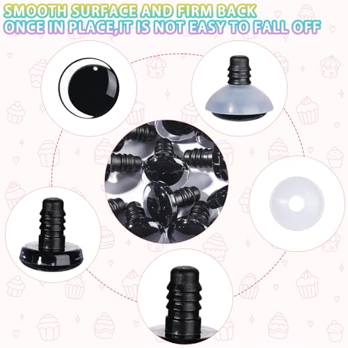 MUCUNNIA 100PCS 10mm Moon Safety Eyes for Crocheting with Washers Clear Safety Eyes for Amigurumi 3D Moon Crochet Eyes Doll Eyes for Animals Teddy Bear Crochet Toy Christmas Decorations - size: 10mm
