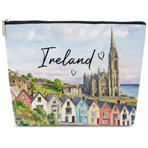 Ireland Makeup Bag for Women, Irish City Travel Gifts | Travel Essential Cosmetic Pouch for Purse, Ireland Souvenirs Bag for Traveller Lovers - color: multicolor0205