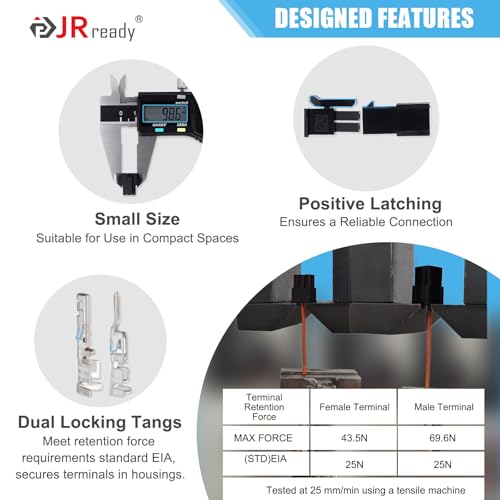 JRready Molex Micro-fit 3.0 Connector Kit 2 4 6 Circults MX3.0 Power Plug Receptacle 43020 Series 20-24AWG Wire Crimp Terminals 43031 Series Pins Sockets Connectors 3.0mm Pitch 196Pcs ST6516 - color: 2 4 6 Pin
