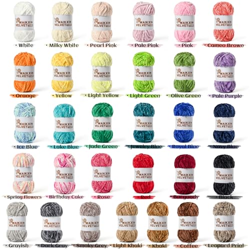 Chunky Chenille Yarn for Crocheting, Baby Yarn for Crocheting Soft, Plush Velvet Yarns, 100g (87.4 yds) Fluffy Yarn for Crochet Amigurumi (Light Khaki) - color: Light Khaki