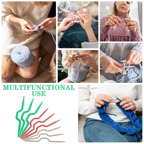 30 Pieces Cable Needles for Knitting Cable-Needles Set Stitch Holders Colorful Plastic Knitting Bent Weaving Needle-Hooks for Yarn Sewing