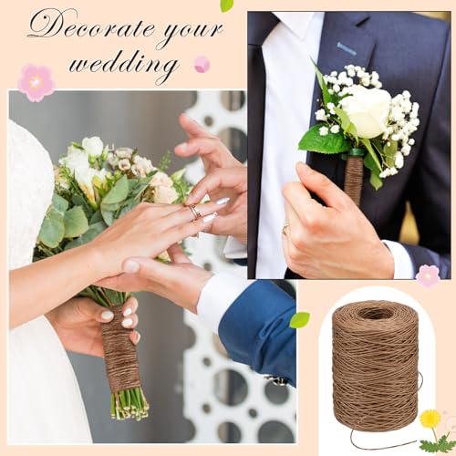 Syhood 673 Feet Floral Vine Bind Wire Rustic Craft Wire, Camel | For DIY Craft Wrapping, Flower Bouquets Garland Arrangements, , Christmas Wreath Making - color: Camel, size: 673 Feet