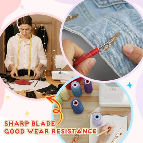 MUUZLL Seam Rippers, Seam Ripper and Thread Remover Kit, Sharp Sewing Seam Thread Remover Stitch Unpicker with Ergonomic Handles for Needle Work Patterns and Sewing Clothes