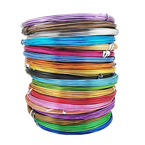INSPIRELLE 20 Guage Aluminum Craft Wire 20 Colors Bendable Metal Wire | for Jewelry Craft Making，10M Each Color 0.8mm - size: 20 Guage (0.8mm)