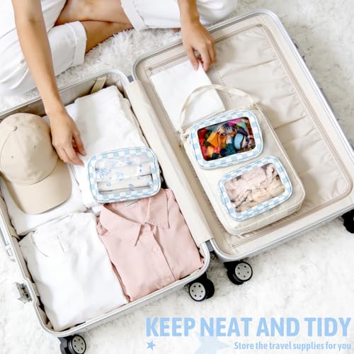 YOPCDJ 3PCS Clear Toiletry Bag, TSA Approved Travel Makeup Pouch with Zipper for Cosmetics and Toiletries, Diaper Bag Organizer Pouch Set, Women's Purse Organizer and Clear Car Bag - color: Bule, size: 3pcs