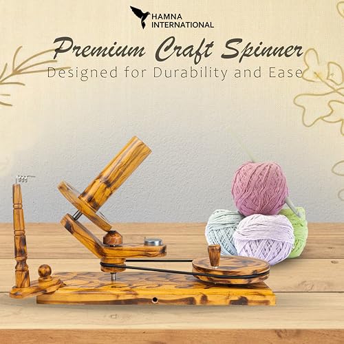Yarn Winder – Large Capacity 16 oz Solid Wooden Yarn Winder for Knitting & Crocheting, Handcrafted Heavy-Duty Natural Wood Ball Winder, Smooth Tabletop Yarn Cake Maker Tool