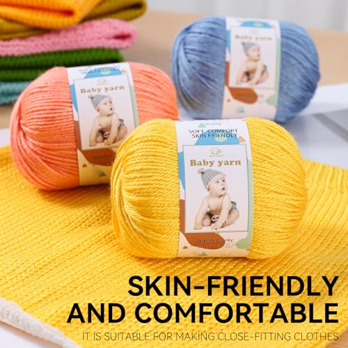 Baby Knitted Yarn - Merino Wool 10%, Cotton 40%, Nylon 50% Blended Soft Yarn Ball Suitable for Crochet Knitting, Baby Blankets and Clothes (Approximately 1.76 OZ/160 Yards)[2 Ball Set] (Rose red) - color: Rose red