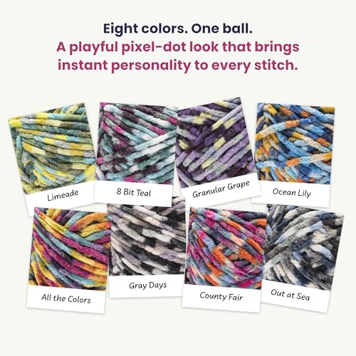 Bernat Blanket Pixel Chenille Crochet Yarn, Gray Days, 2-Pack | #6 Super Bulky Yarn, 100% Polyester, Pixel Stripe Blanket Yarn for Crochet, Knitting & Crafts, 191yds, 300g/10.5oz per skein - color: Gray Days