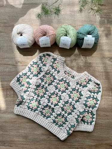 Fine Weight Knitted and Crocheted Cotton Yarn, 100% Long Staple Cotton Yarn, Baby Sports, 2 Packages of 100g/3.52oz (Per Skein 50g/162yards) - Tender Green - color: PM05-Tender Green