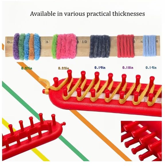 Rectangle Knitting Looms Plastic Weaving Looms Set Scarf Hats DIY Crocheting Handmade Craft Kit with a Crochet Hook and Needle for Knitting Lovers (red)