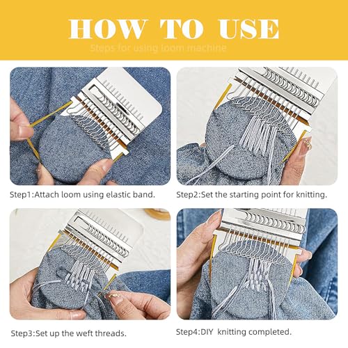 Small Weaving Loom, Wooden Speedweve Darning Loom Machine with 14 Hooks | 14 Hooks, Quickly Household Mending, For Beginners, Hand Craft DIY Weaving Repair Tool, For Jeans, Socks, Clothes